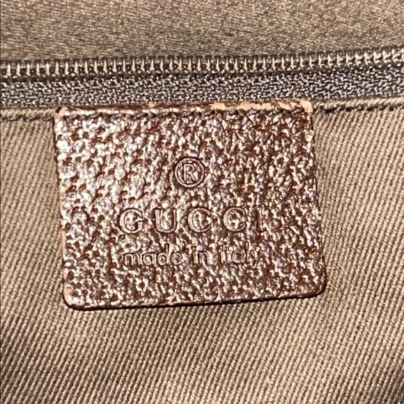 Gucci GG Canvas Tote Bag Brown Beige Leather Handles Classic Authentic - Picture 7 of 12